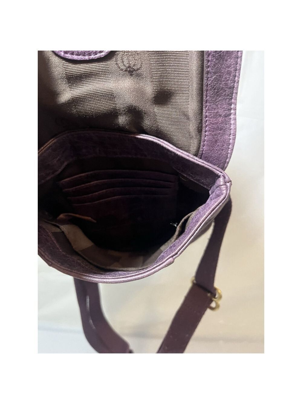 JUICY COUTURE WHIPSTITCH LEATHER TASSEL CROSSBODY BAG PURSE Plum Y2K - Picture 5 of 16